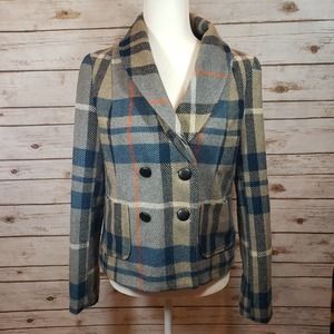 FOREVER 21 Gray & Blue Plaid Jacket SZ M